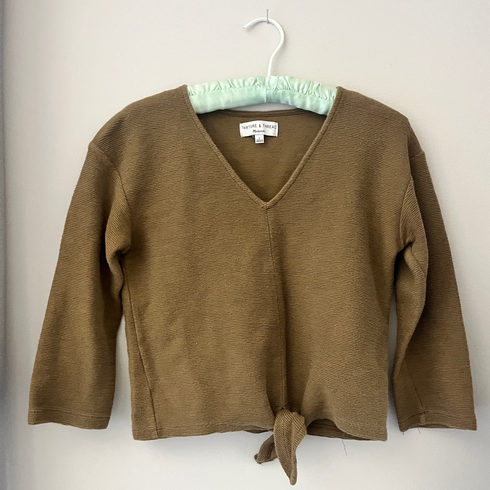 Madewell: Texture and Thread. V-Neck Sweater with Tie Front